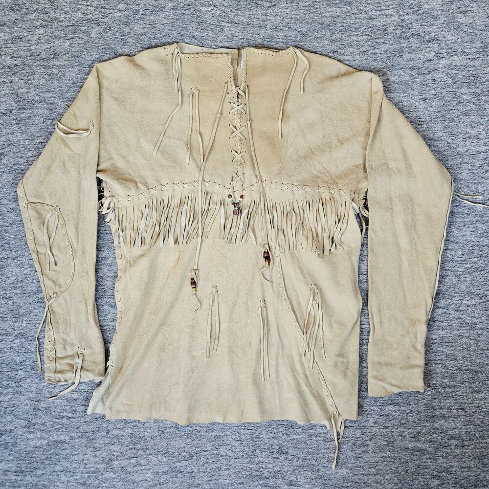 Vintage ERDA Maine Suede Leather Top Medium Raw Hem Western Hippie Boho Festival